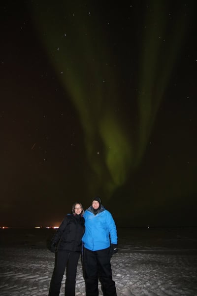 A couple under the northern lights in Churchill.