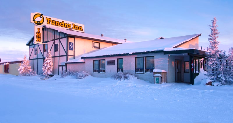 A photo of the Tundra Inn in the snow