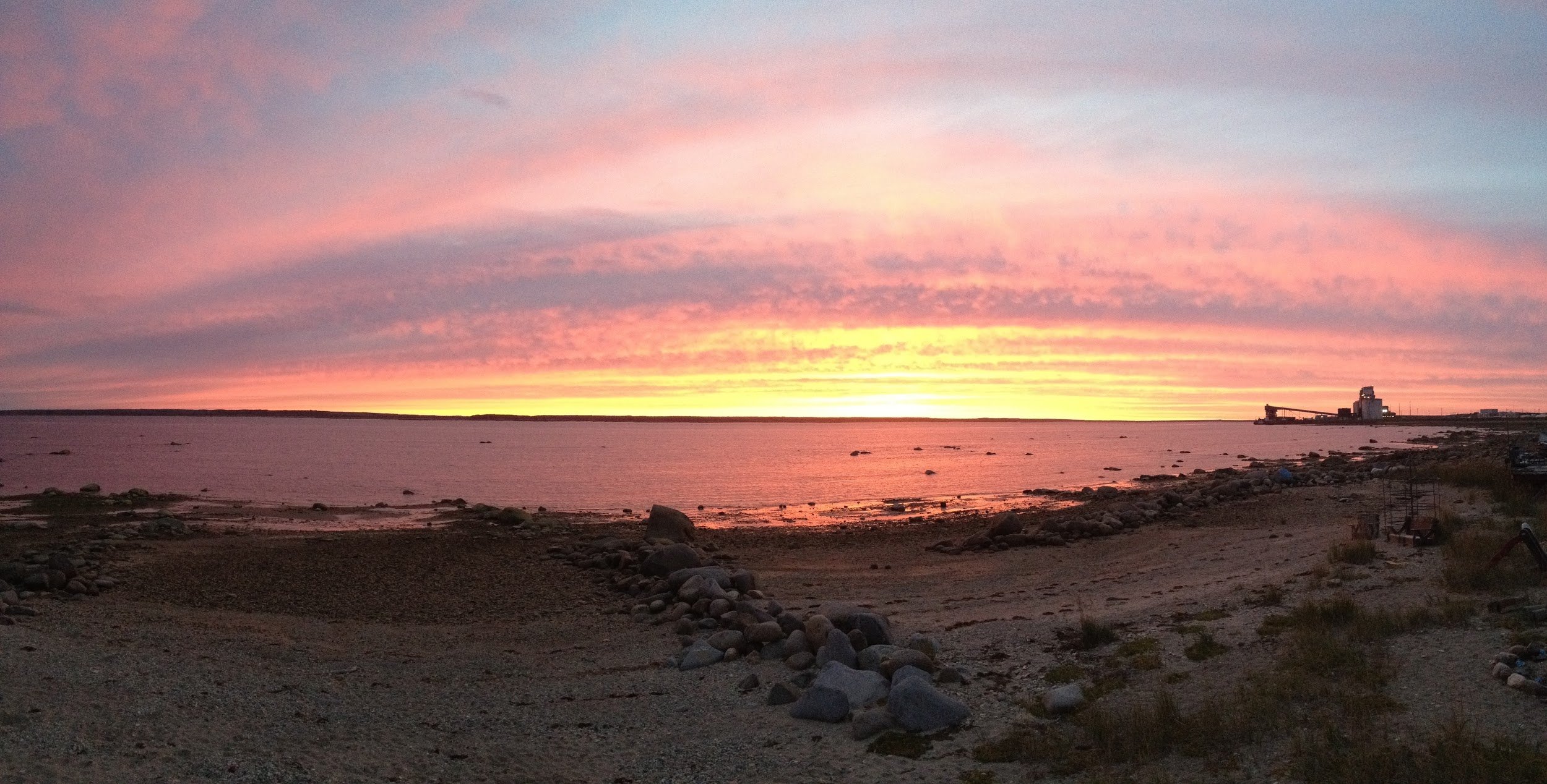 Summer sunset from the beach in Churchill Manitoba