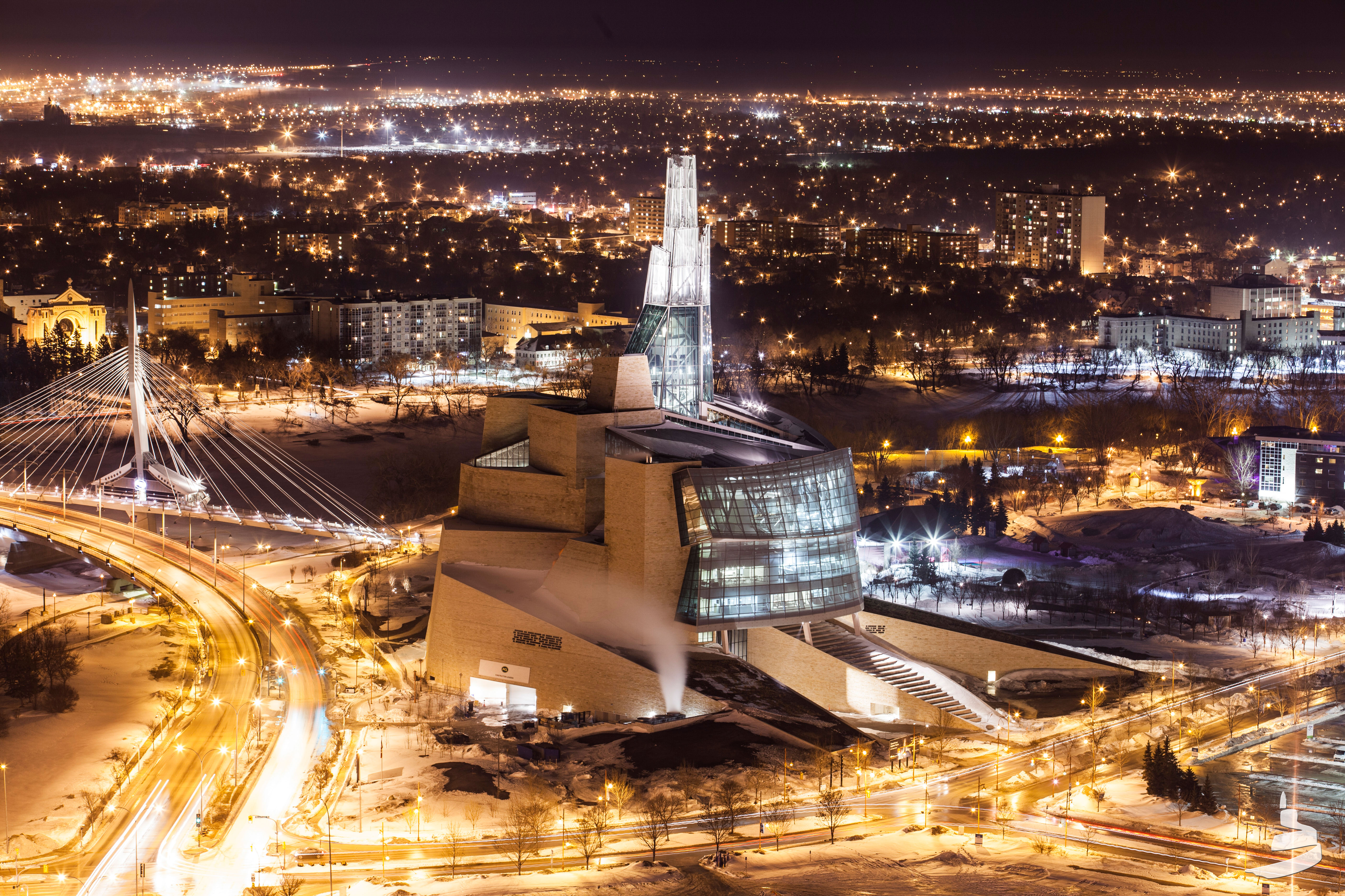 The Canadian Human Right Museum by night